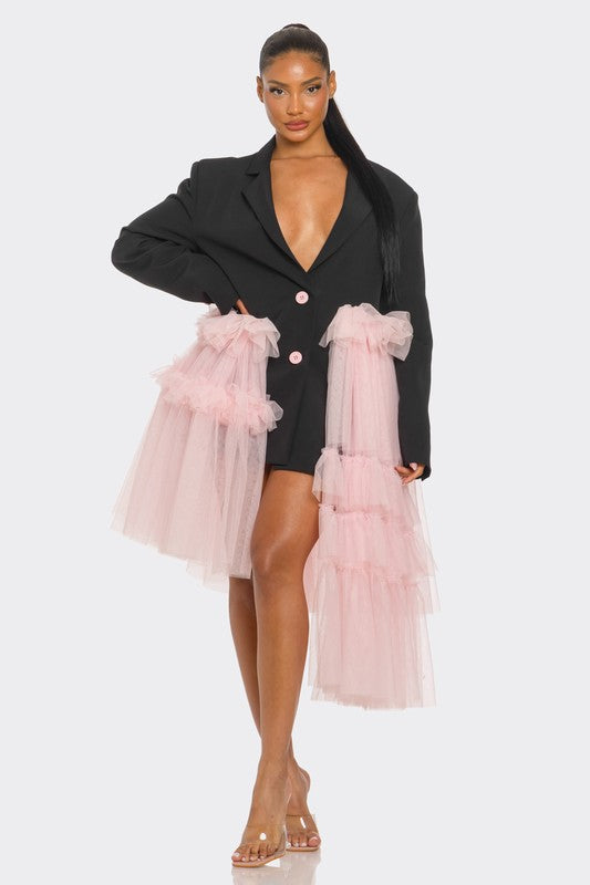 MY MY RUFFLE TUXEDO DRESS
