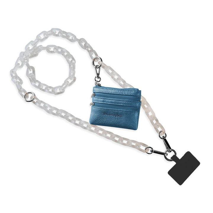 Clip & Go Phone Ice Black Link Chain w/Zipper Pouch Black