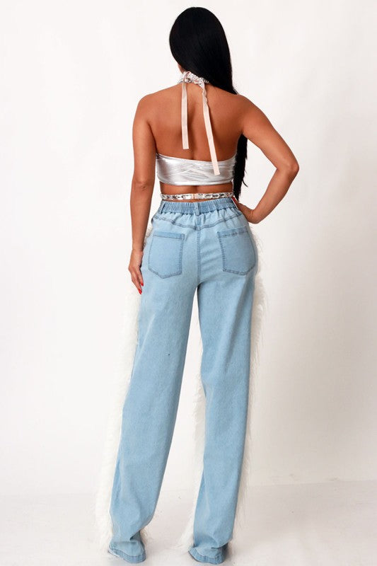 Washed up Feather Denim Jeans
