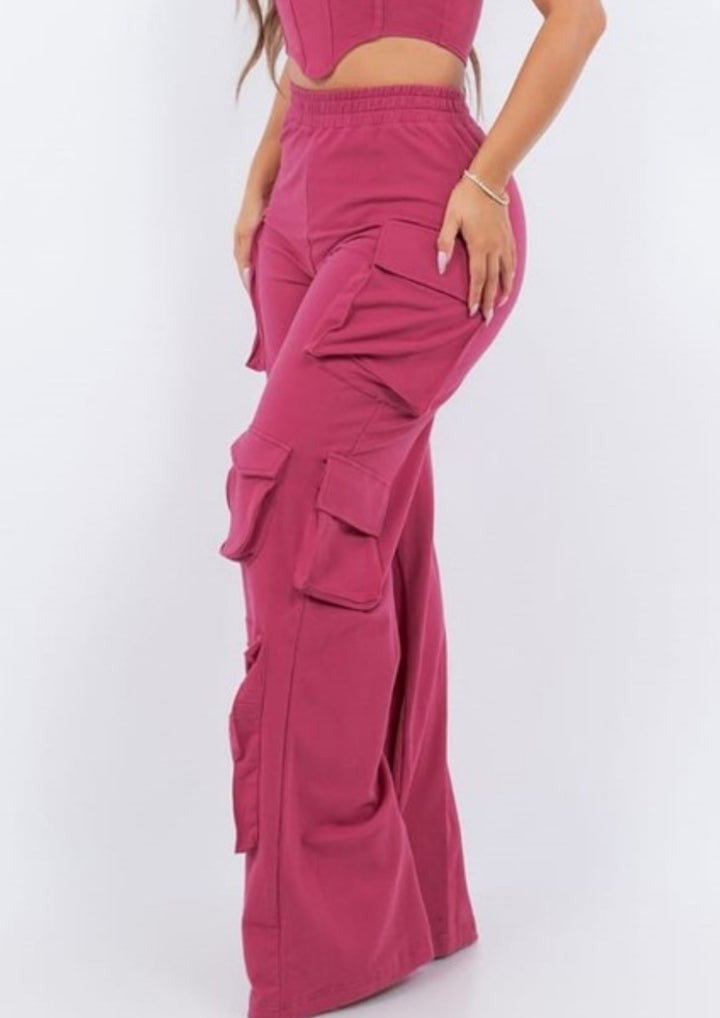 Comfy Big Pockets Cargo pants (Magenta)