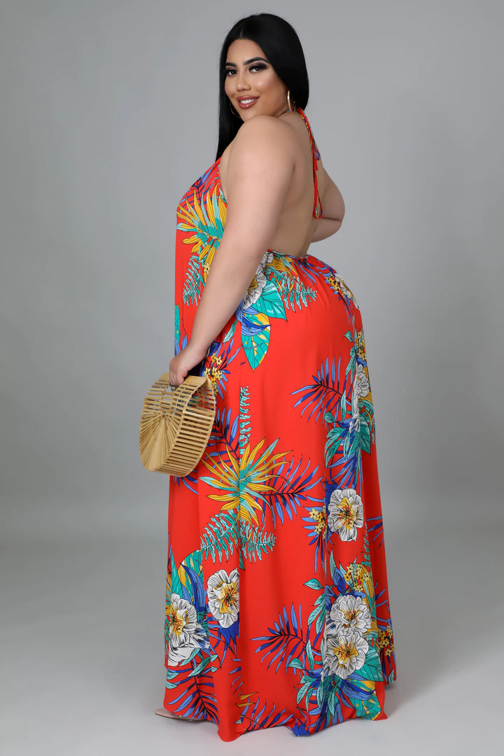 Tara Halter backless Flower Dress (Plus Size)