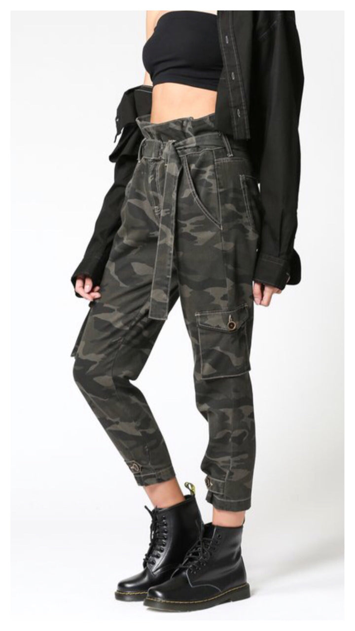 Cute in Camo High Rise Paperbag Jean