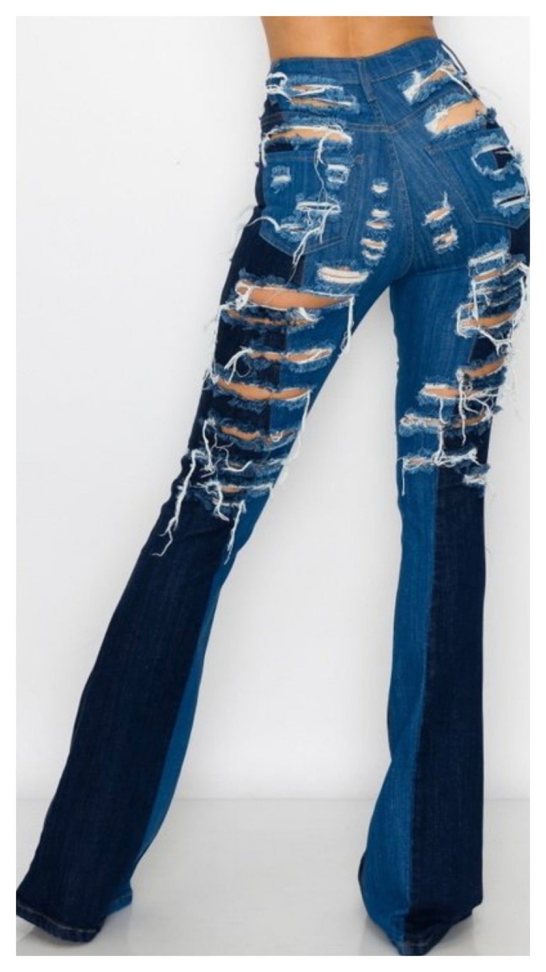 Distressed Two Tone Jean