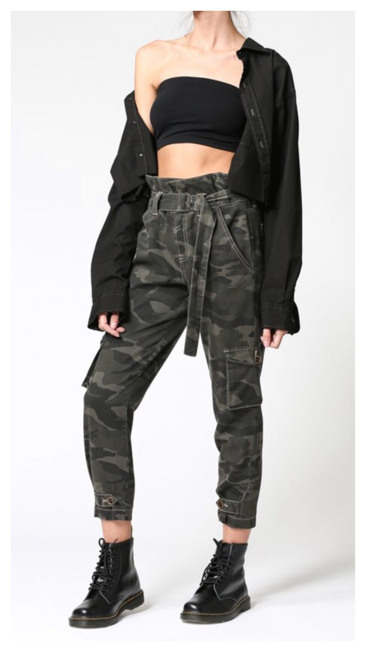 Cute in Camo High Rise Paperbag Jean