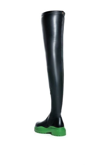 Groovy Green Tall Faux Leather Lug Boots