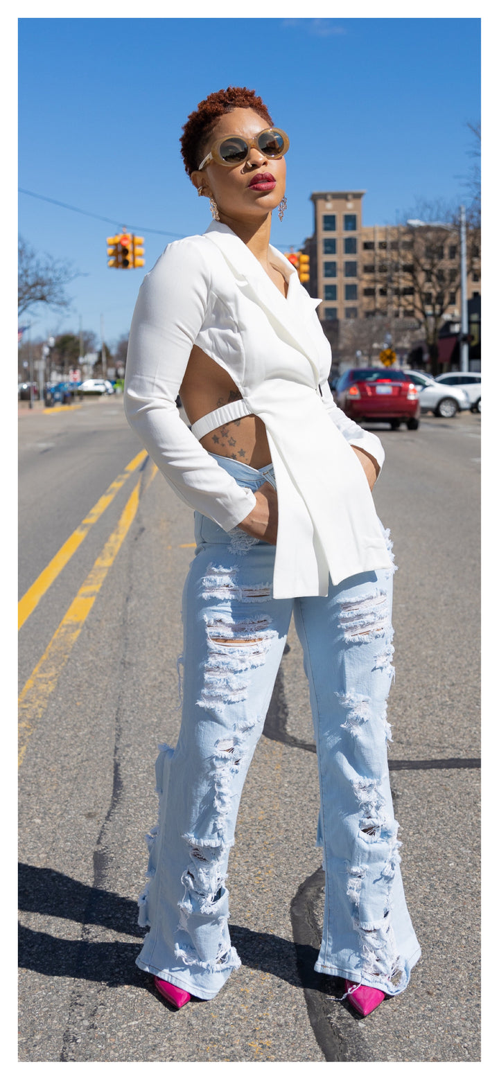 Shedding her Bell Bottom Jeans