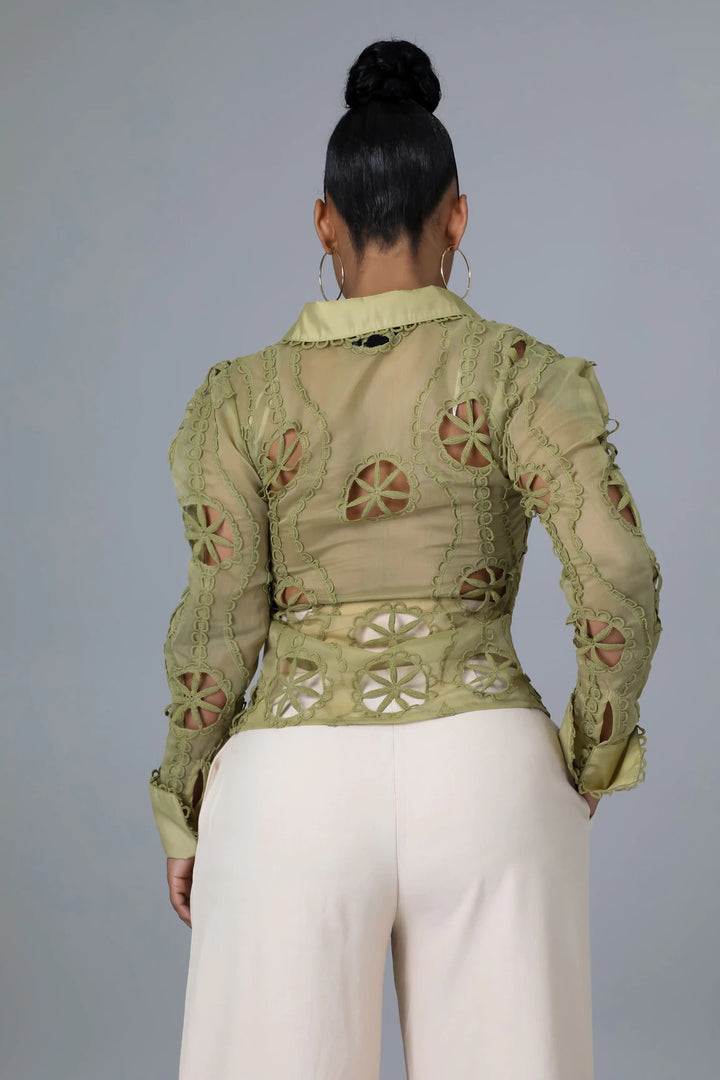 Fairy Tale Wing Lace Top Sage Small