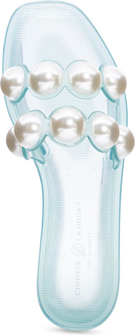 Double Pearls Clear Sandals