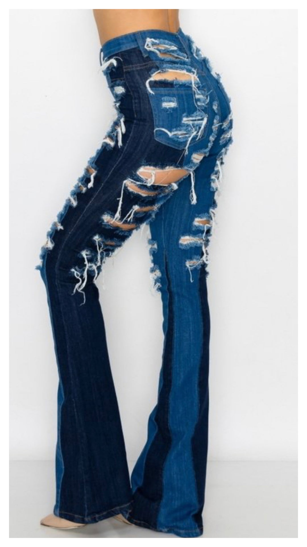 Distressed Two Tone Jean