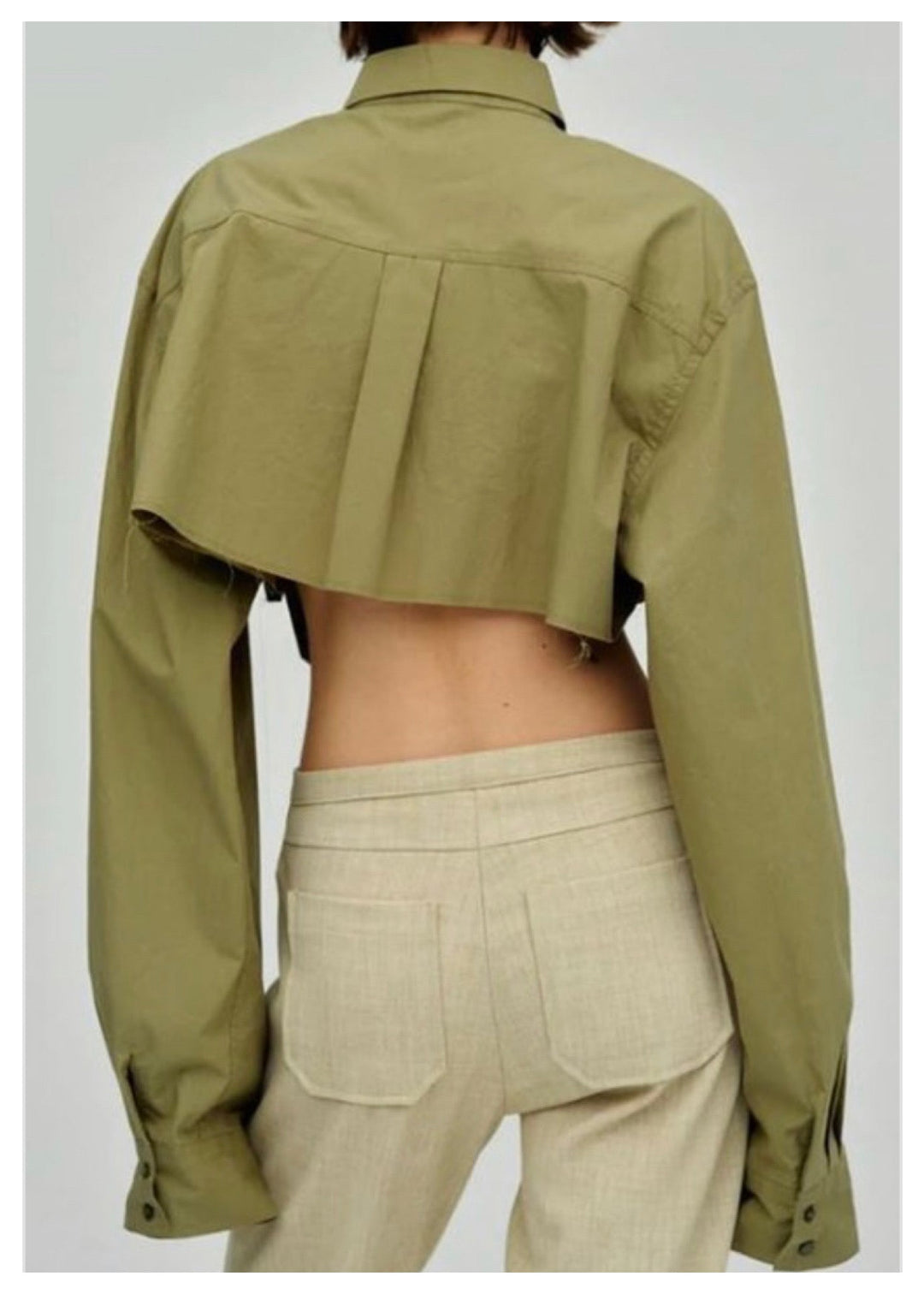 Maxed out Too Crop Long Sleeve Top (Olive)