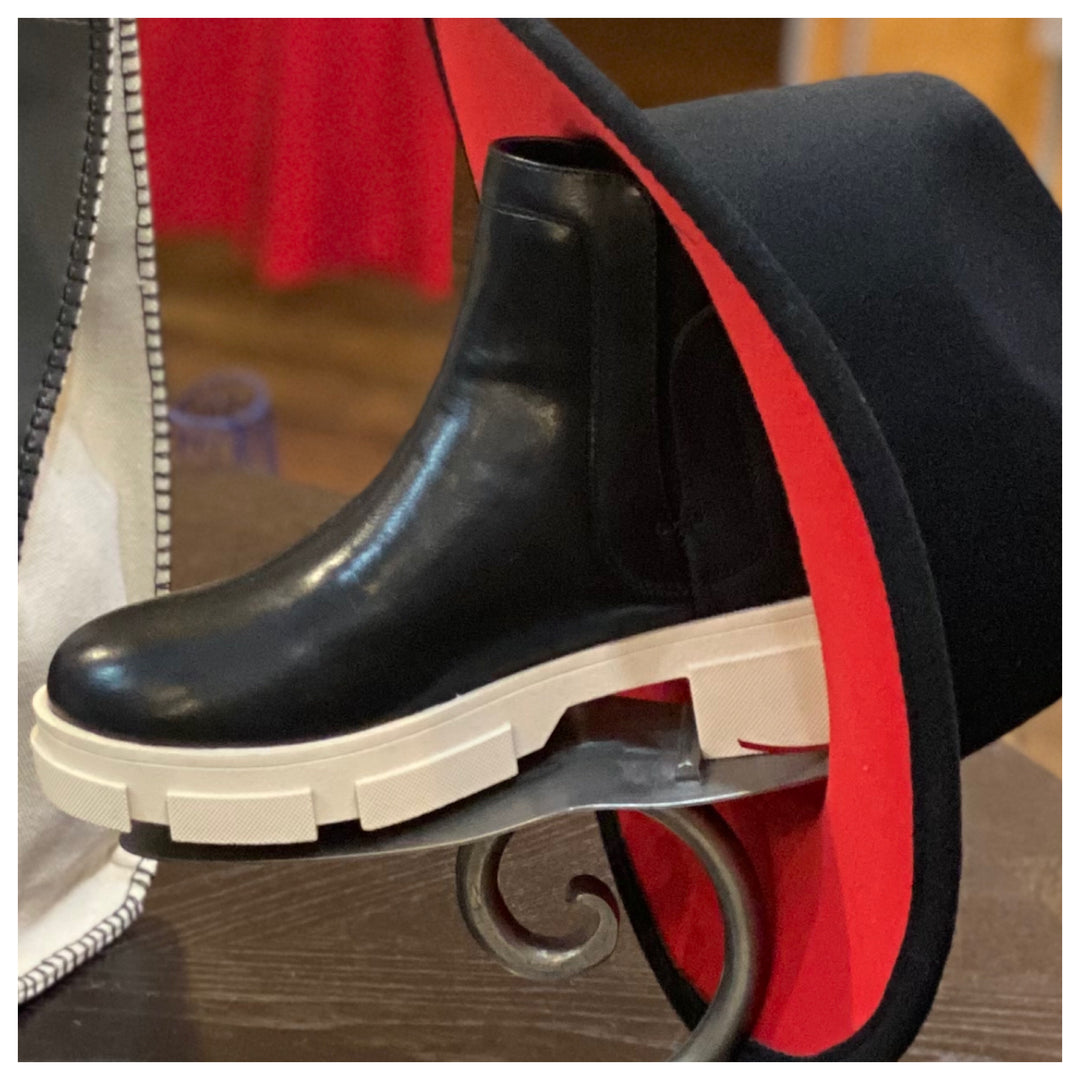 Dana Two tone Faux Leather Chunky Bootie