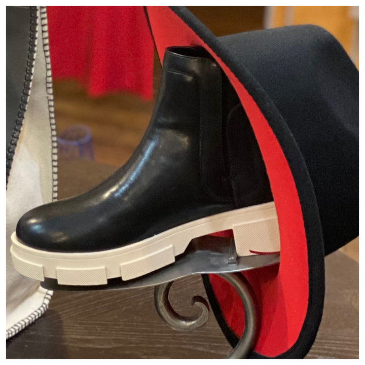 Dana Two tone Faux Leather Chunky Bootie