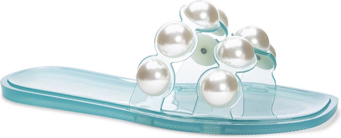 Double Pearls Clear Sandals