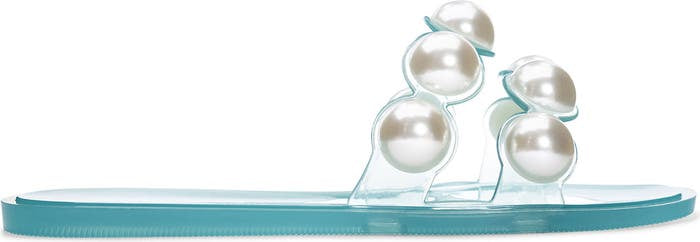 Double Pearls Clear Sandal (Blue)