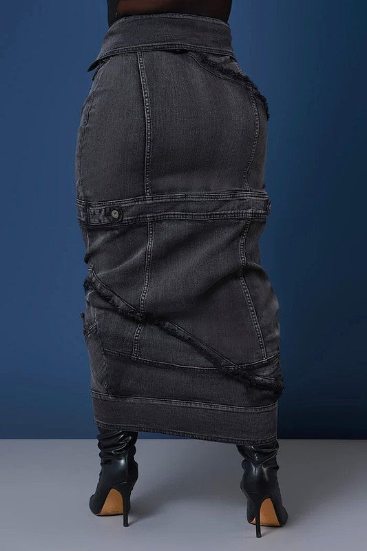 Upside Down You Turning Me Denim Skirt (Denim)