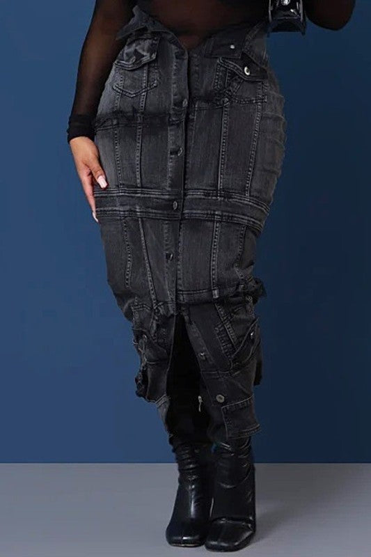 Upside Down You Turning Me Denim Skirt (Denim)