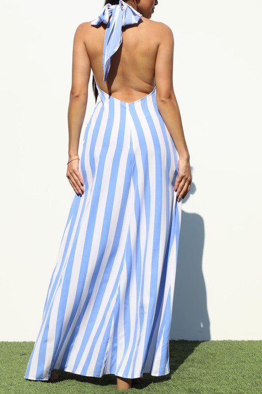 Coastal Cabana Stripe Maxi Dress