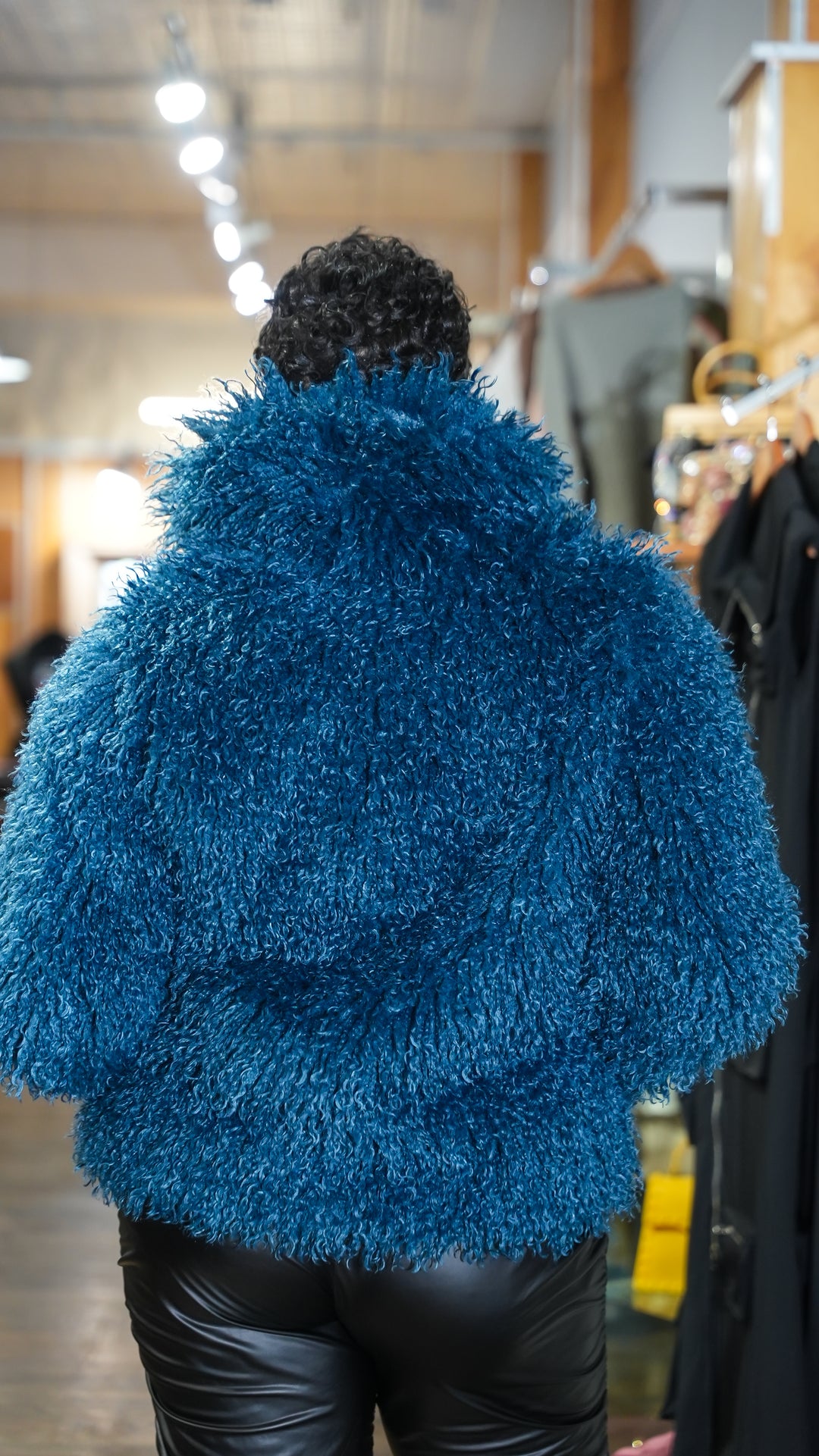 The Power Play Mongolian Faux Fur Jacket (Blue)