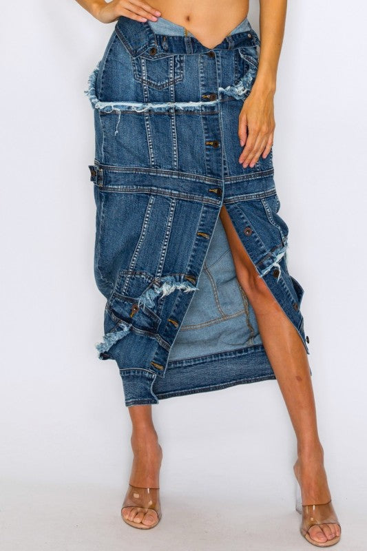 Upside Down You Turning Me Denim Skirt (Denim)
