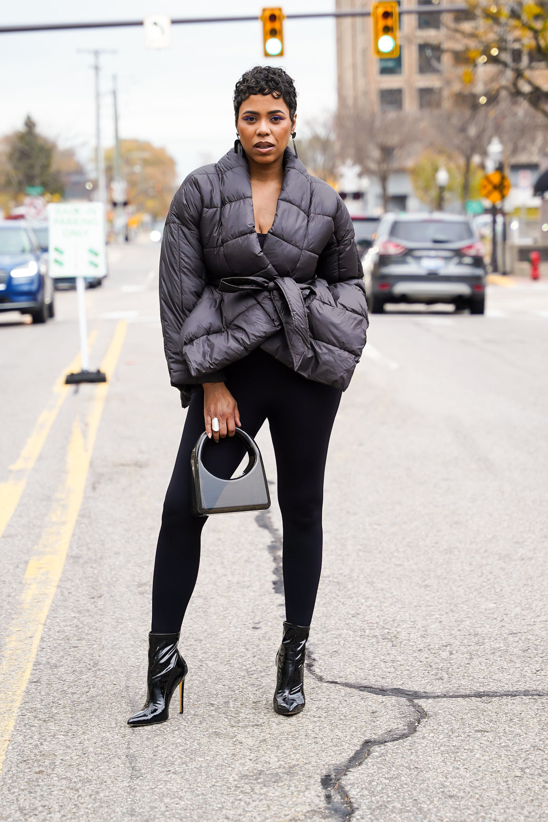 Puffer & Peplum  Belted Jacket