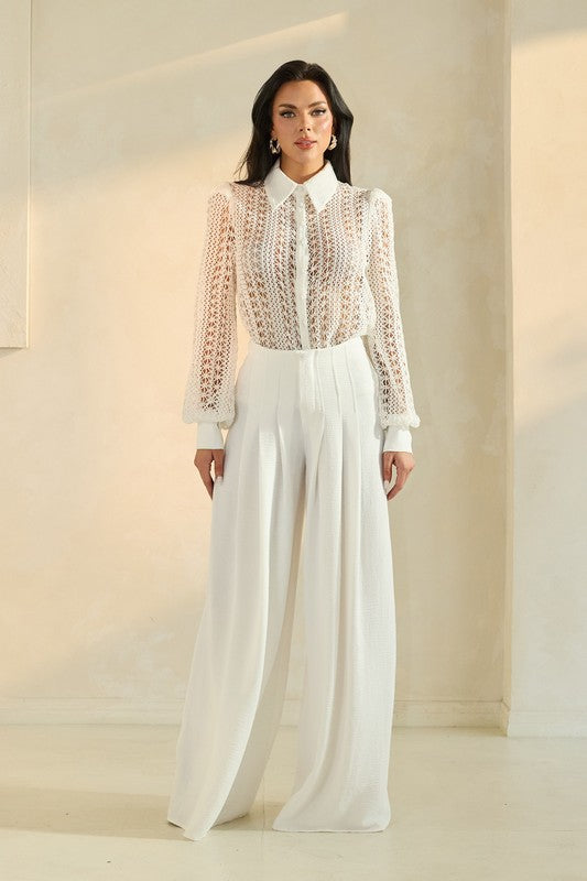 Celine Crochet Wide Leg Pants Set