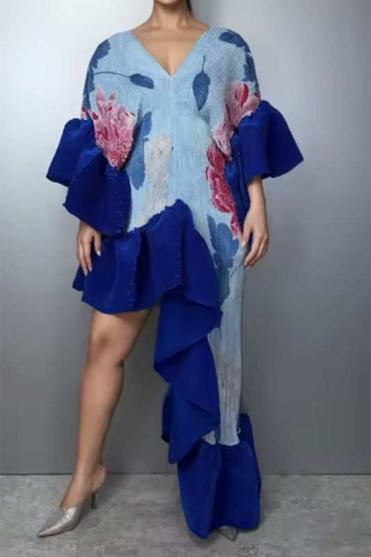 Poetry In Motion Ruffle Asymmetric Dress