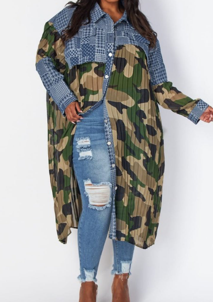 Camo duo Denim Pleat Dress