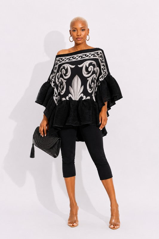 Abstract Behavior Ruffle Tunic (Black) - Avail 8/25