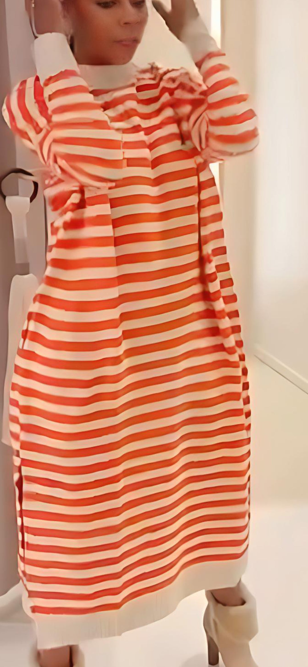 Stripe all Distressed Sweater Dress
