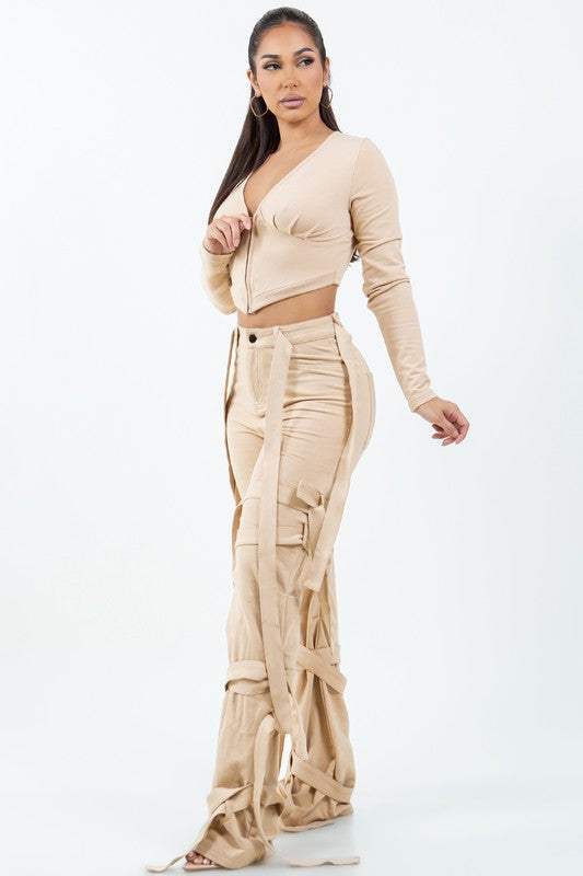 Kali B String French Terry Pants (Khaki)