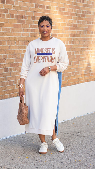 Mindset is Over Everything Denim Mix Dress (White/Denim) – Blu Jean Blues
