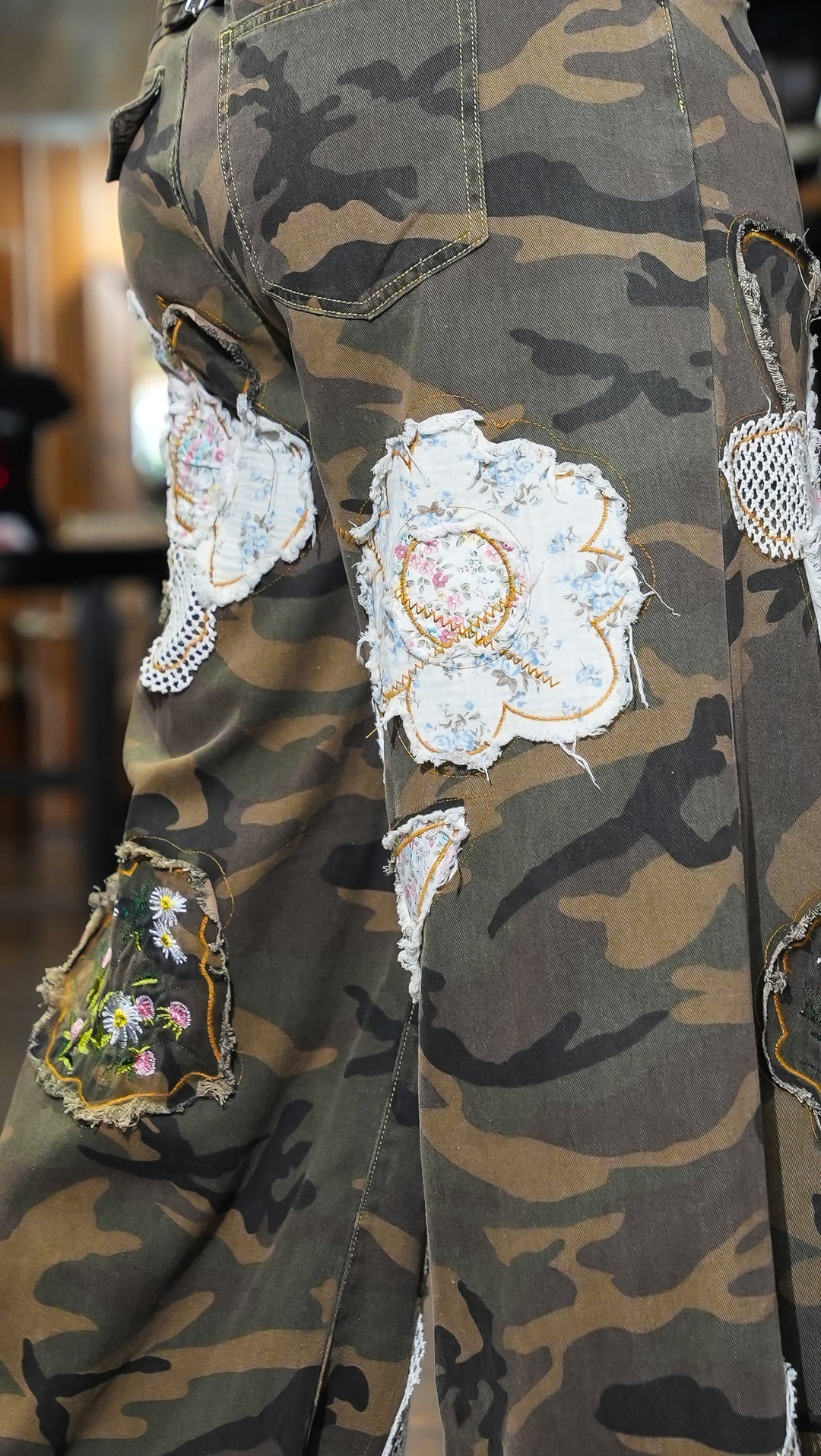 Free Spirit Boho Patchwork Camo Pants