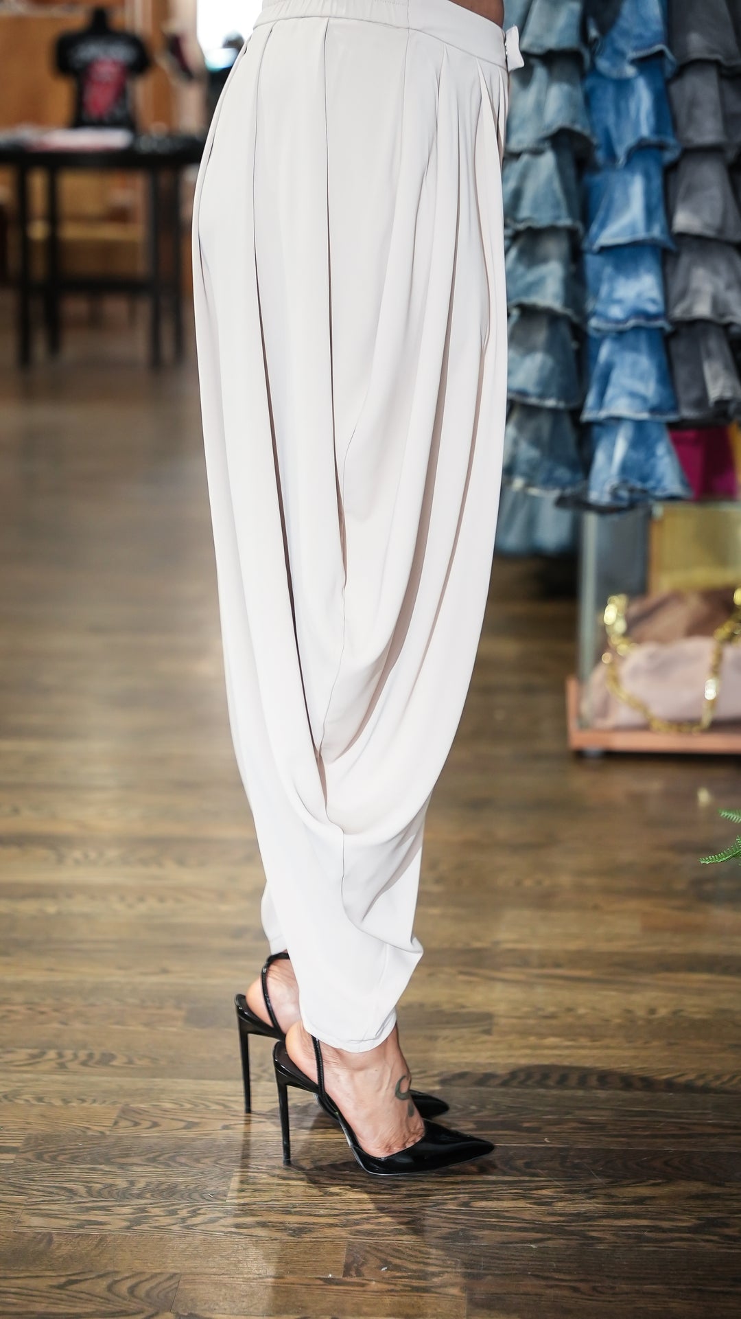Draped Elegance Harem Pants (Olive)