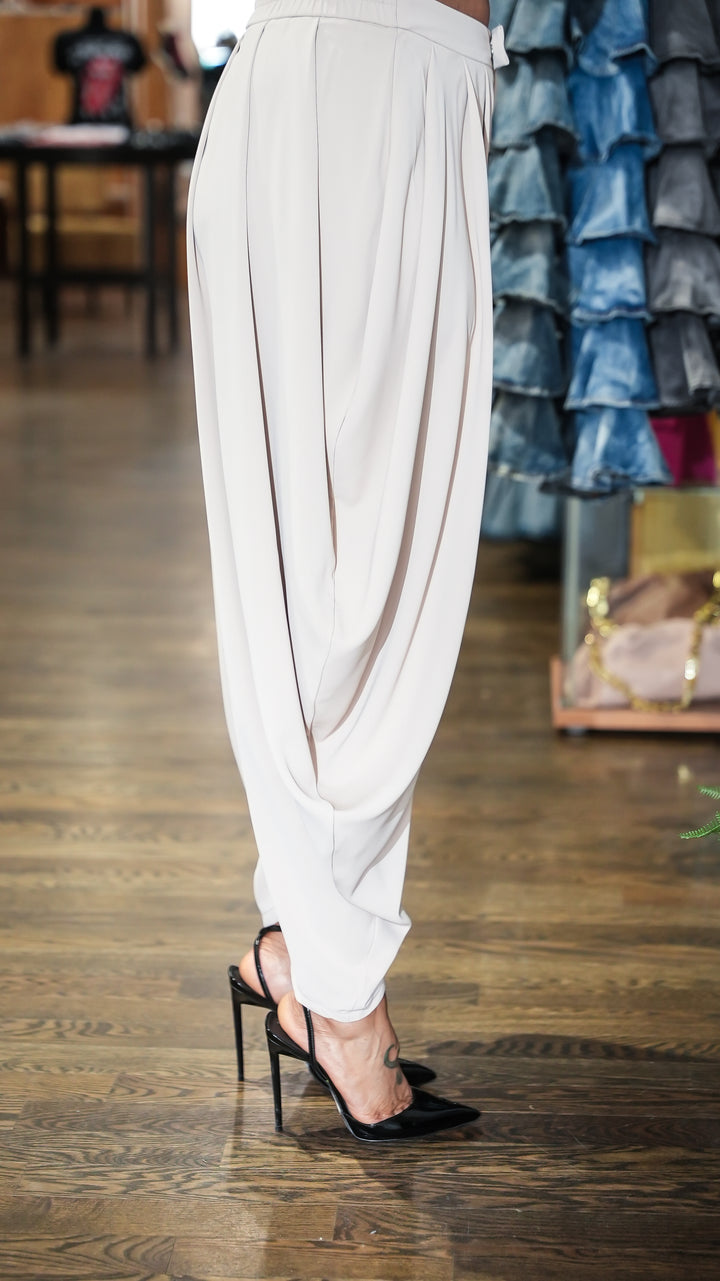 Draped Elegance Harem Pants (Olive)