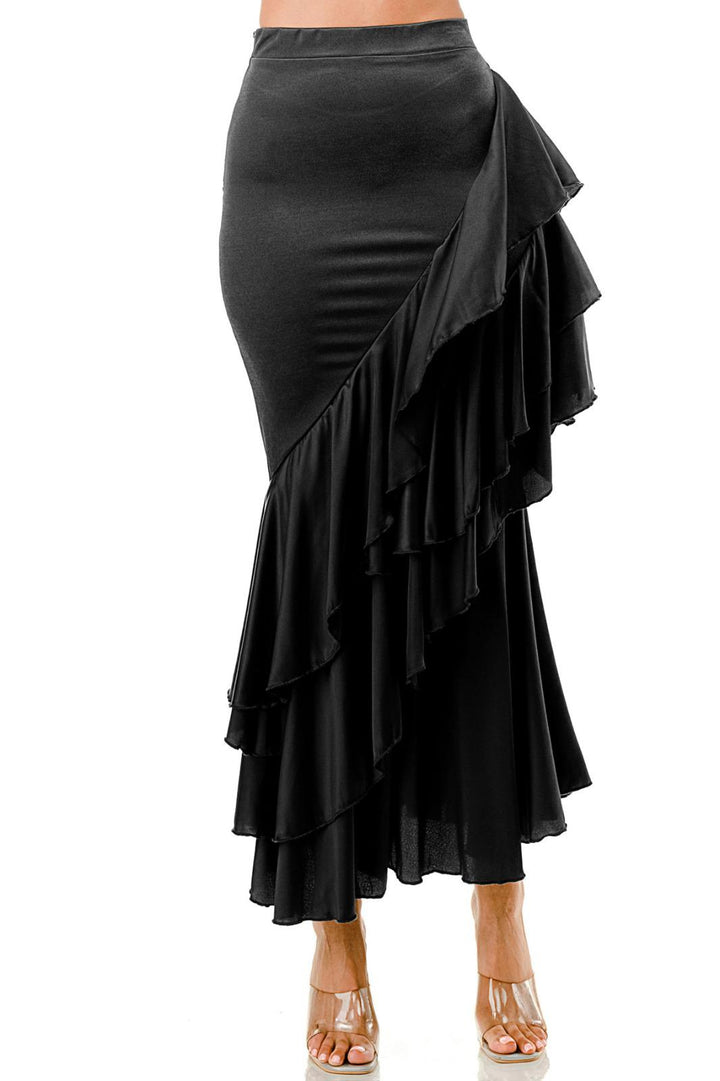 High Satin Ruffle Skirt