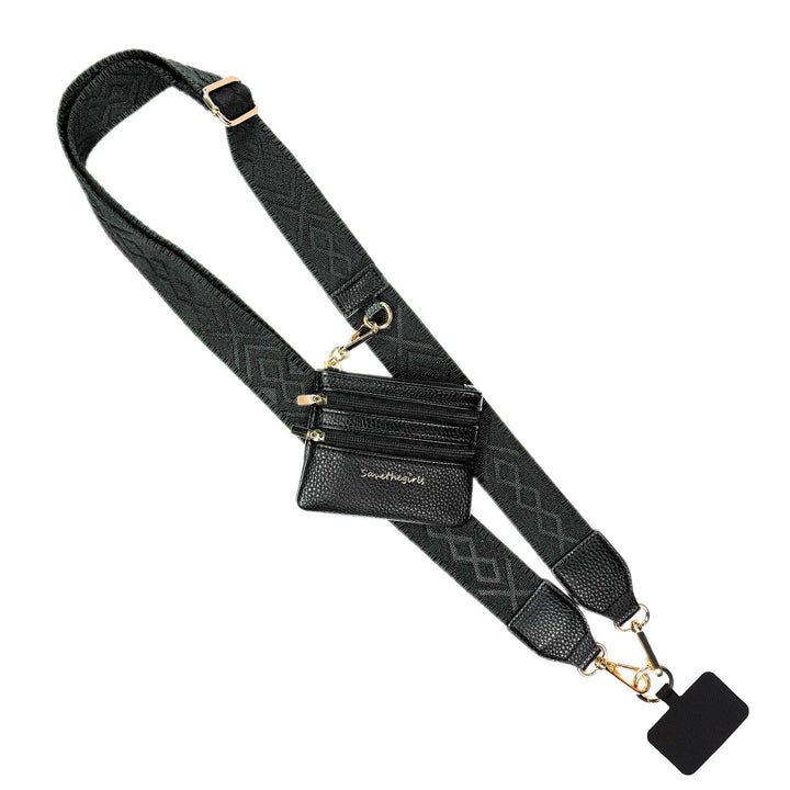 Clip &amp; Go Strap Jacquard design w/Zippered Pouch Classic Phone Holder