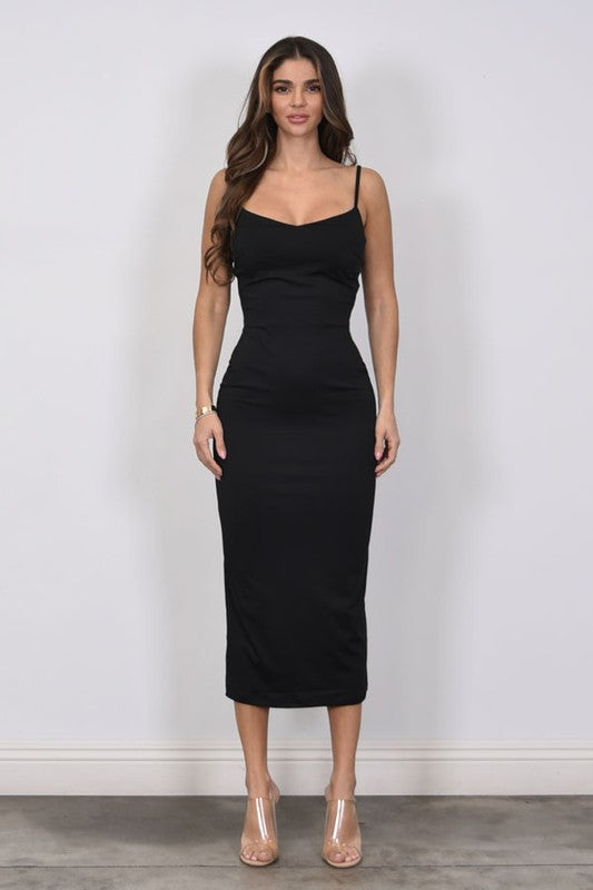 Rose Noir Garden Midi Dress(Black)
