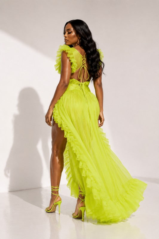 Tropical Romance Maxi Dress (Lime Green)