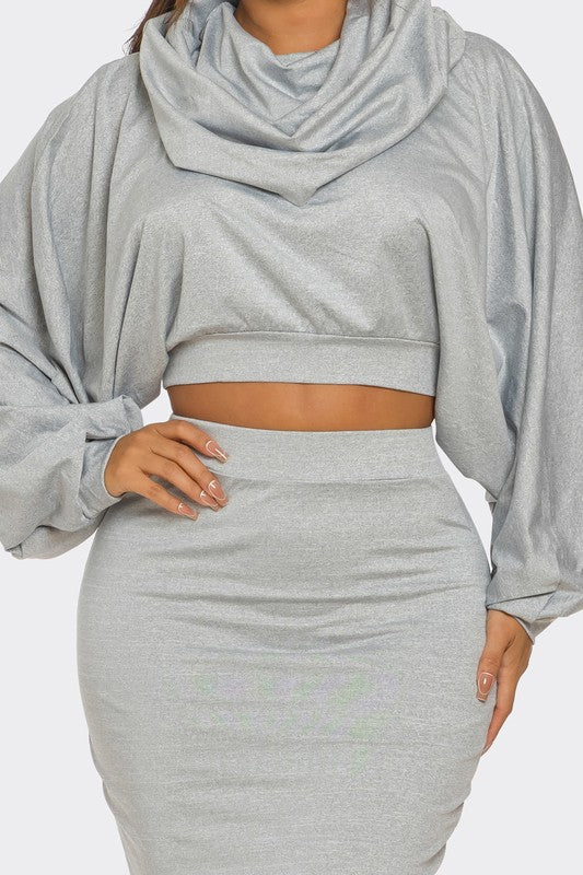 Bianca Crop Hoodie Skirt Set