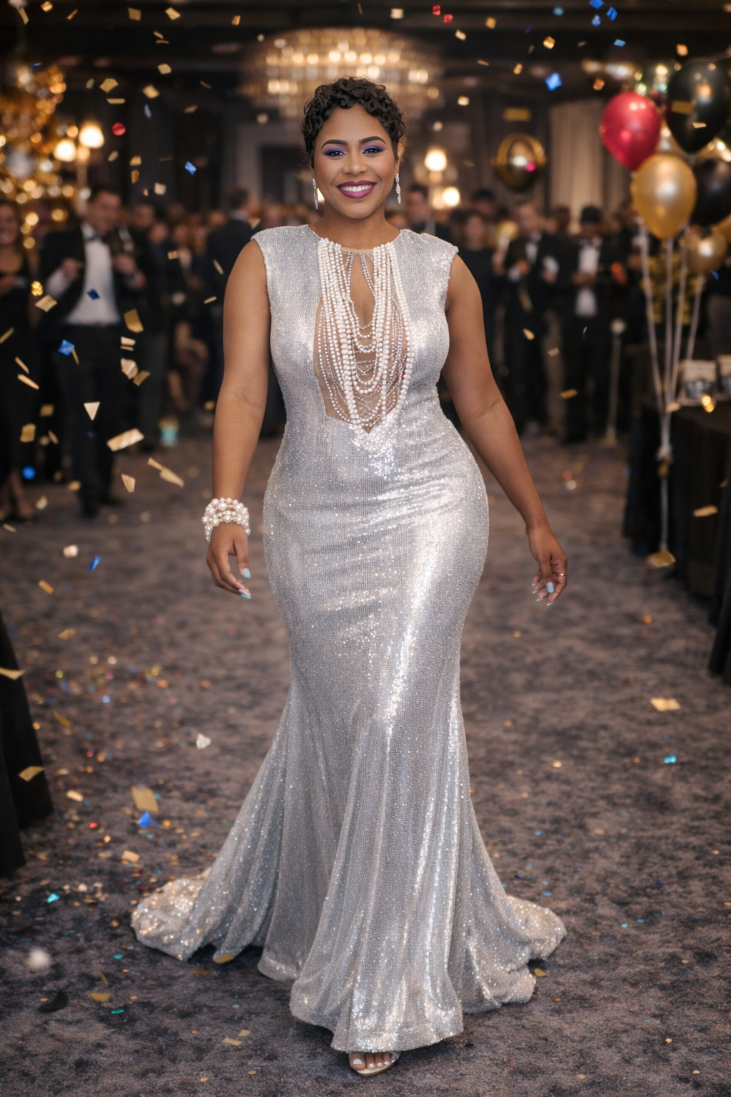 It’s All Pearls & Sequin Dress (Silver)