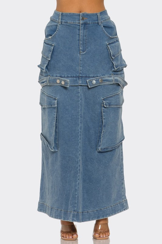 Take it Off Denim Zipper Skirt