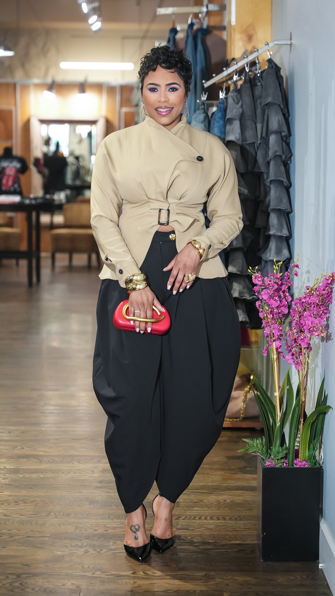 KIki Asymmetric Belted Wrap Blazer