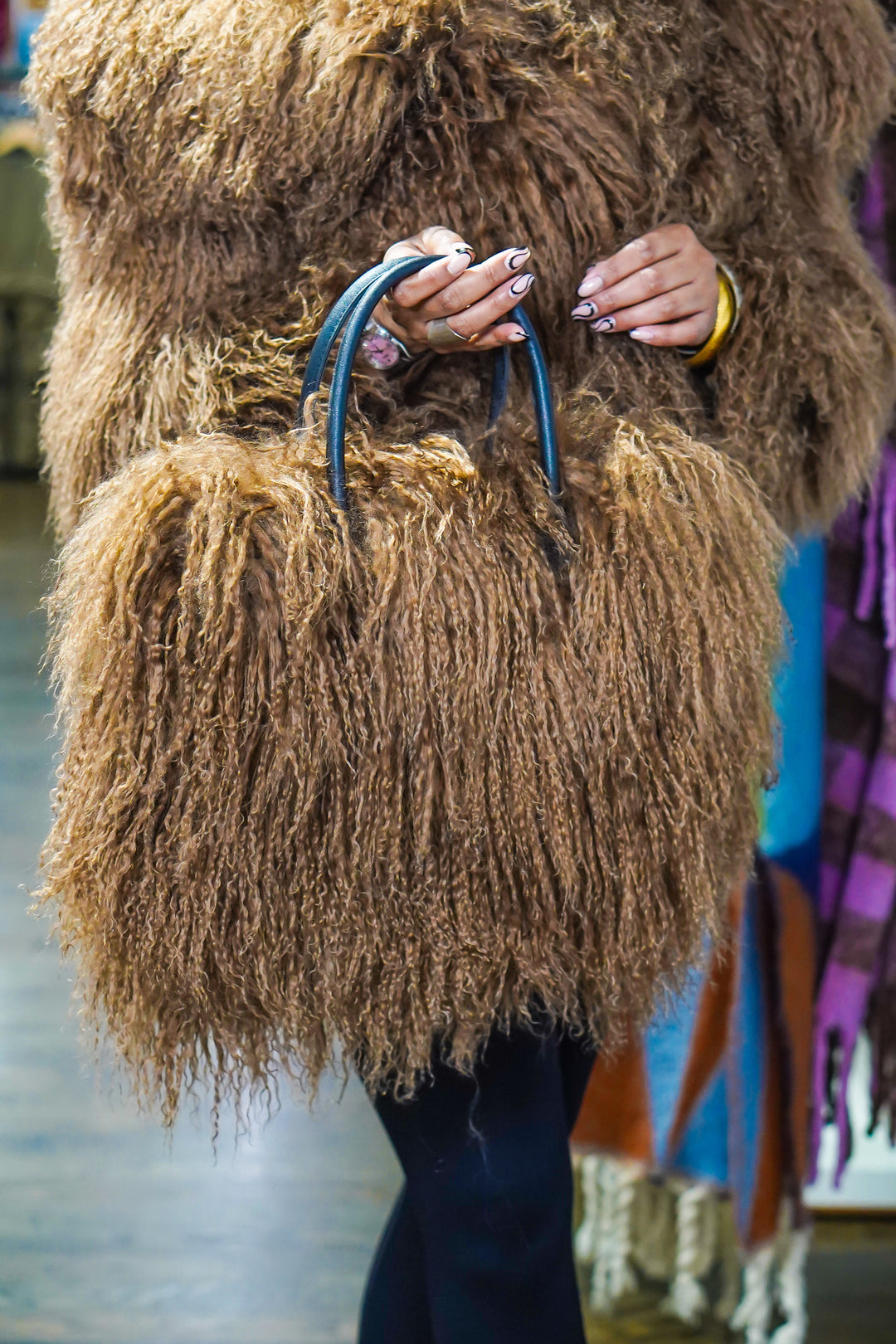 Uptown Girl Mongolian Fur Purse