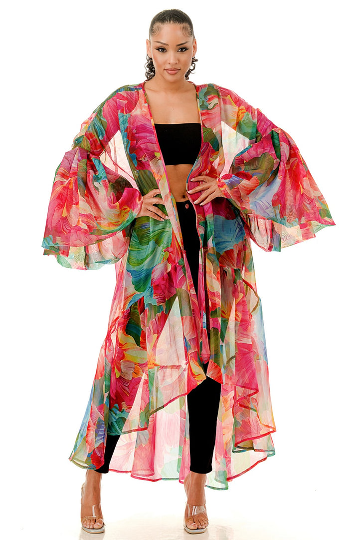 Bring Me My Flowers Kimono (Pink Tropical)
