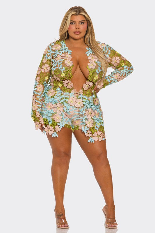 Spring Lace Fantasy 2pc Short Set (Avail in Plus Size)