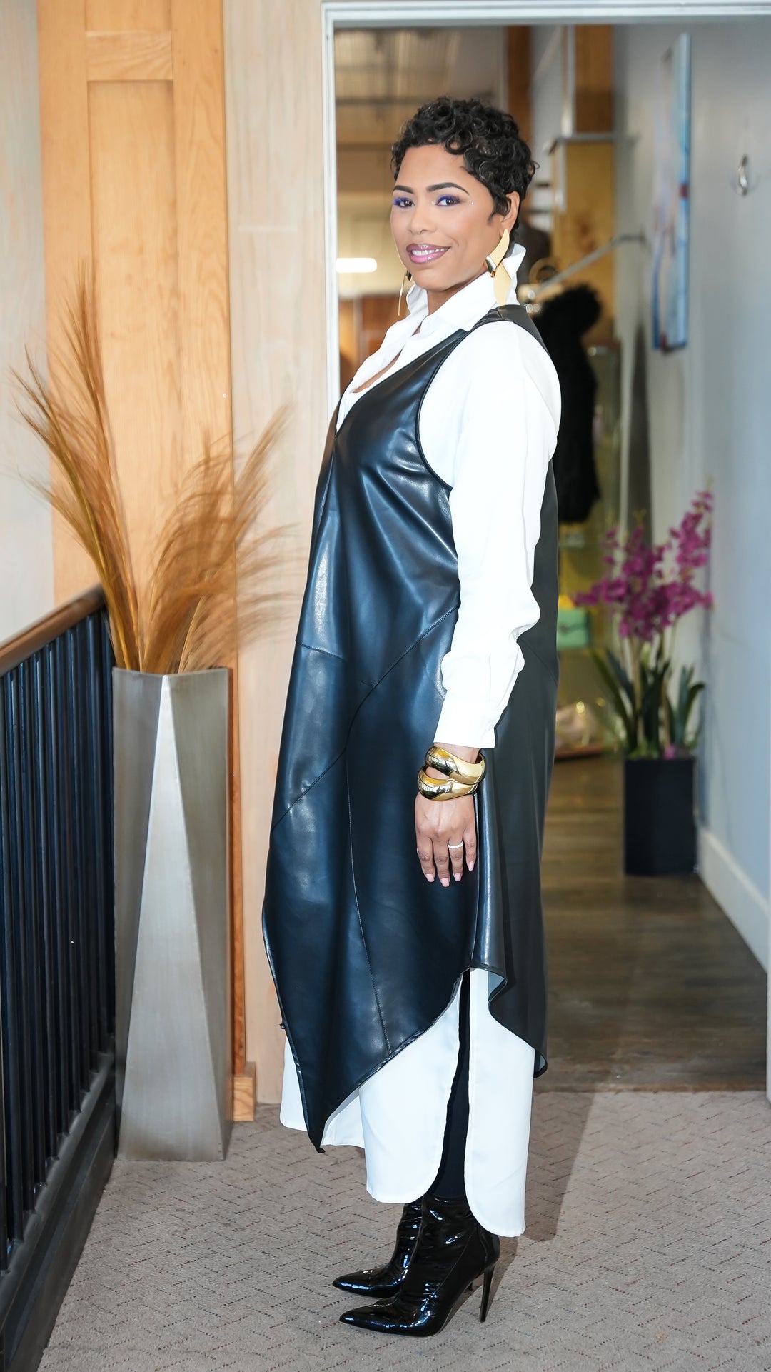 Noir  Muse Asymmetrical Faux Leather Dress