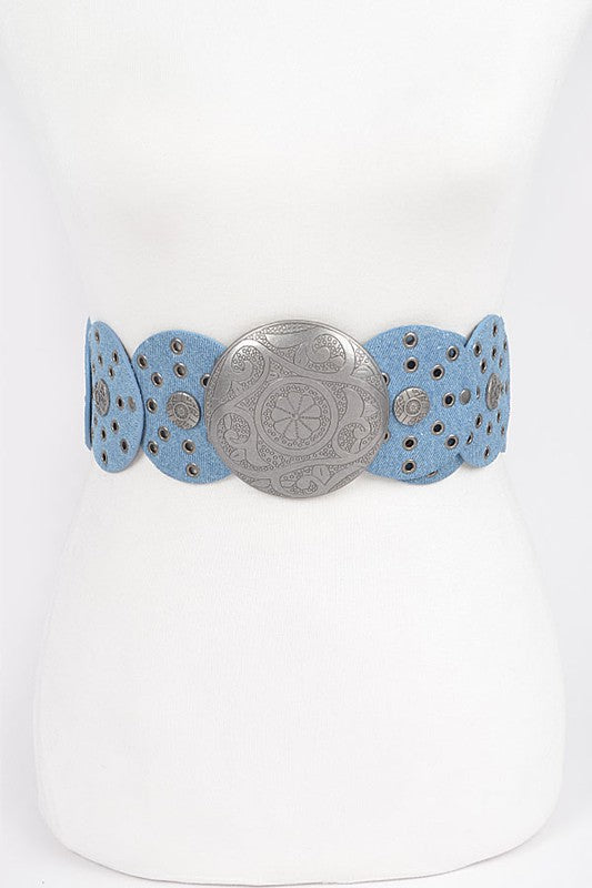 Denim Eyelet Western Belt