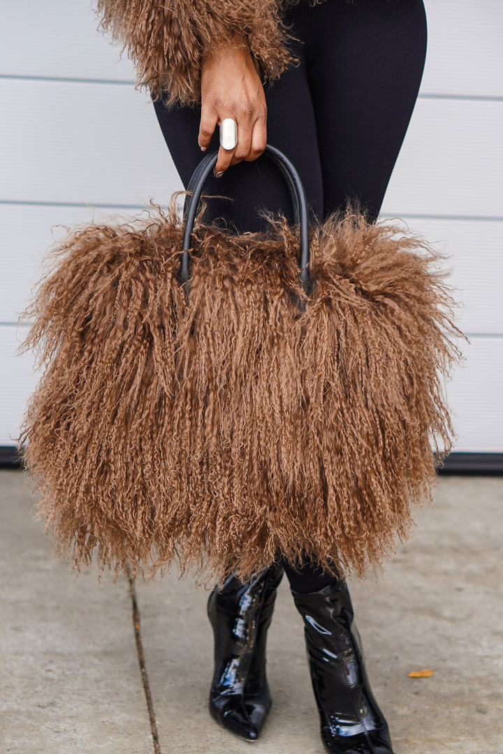 Uptown Girl Mongolian Fur Purse