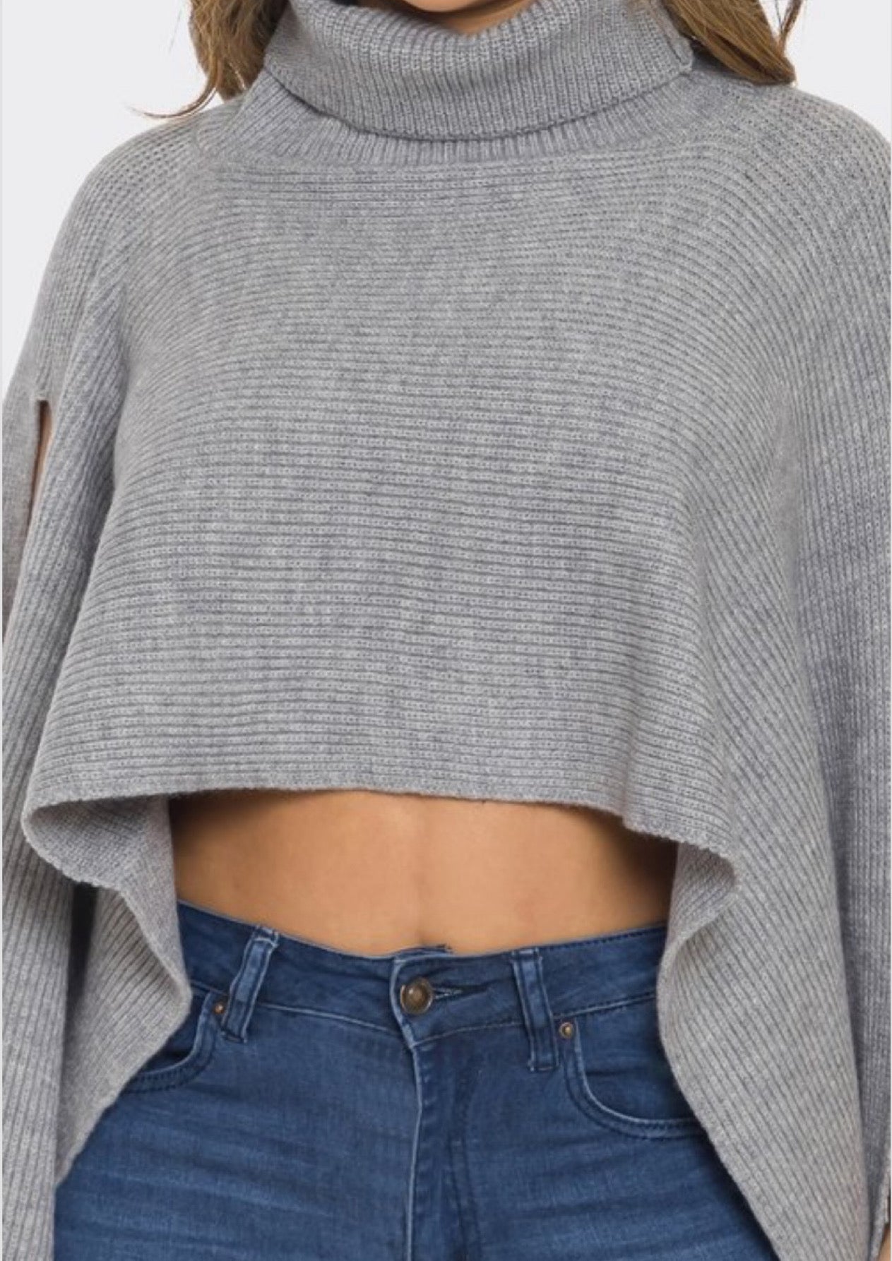 Hang Around Poncho Sweater (Grey)
