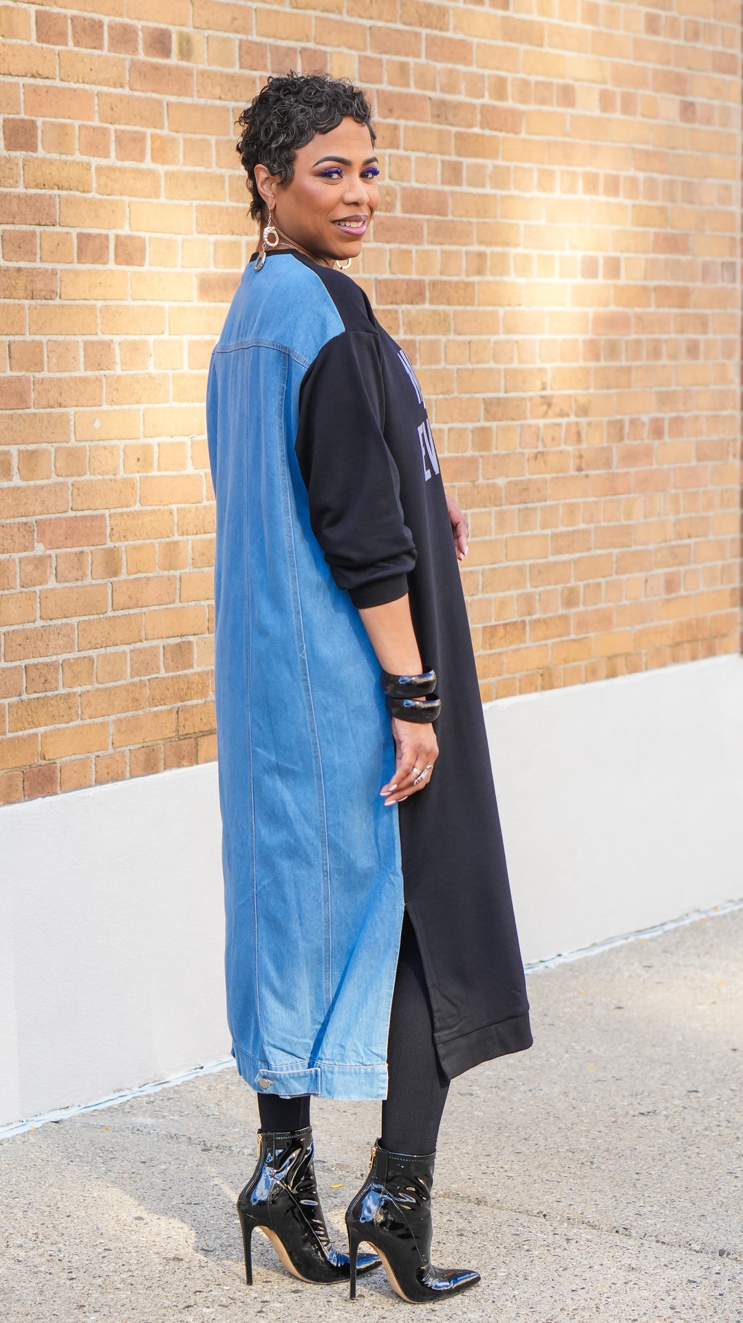 Mindset is Over Everything Denim Mix Dress